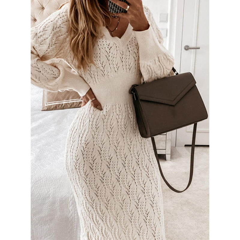 Warm Long Sleeves Knitwear Women's Sheath Dress - WOMONA.COM