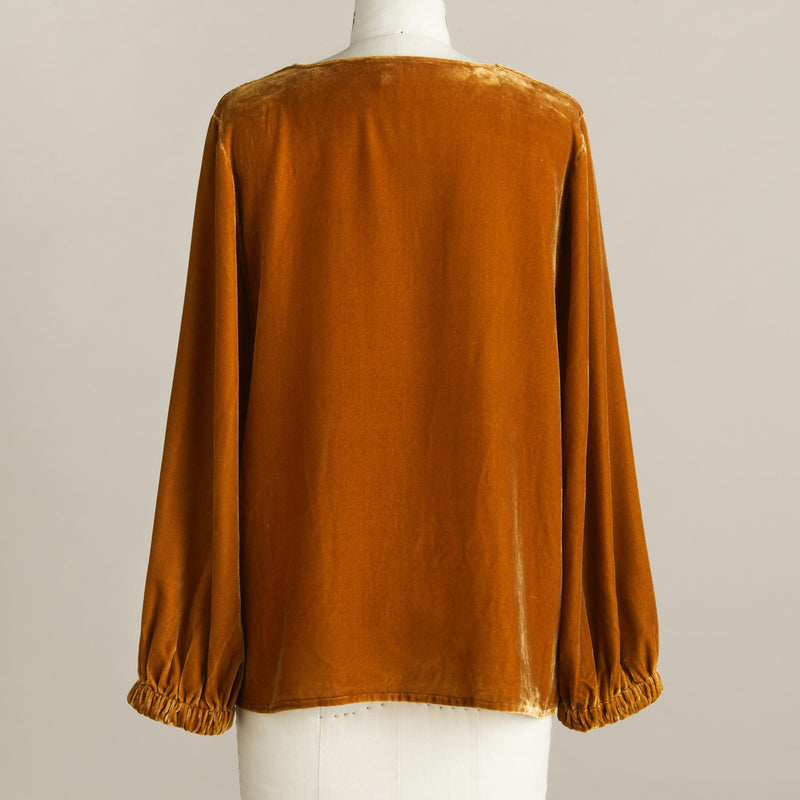 Long Sleeve Base Blouse T-shirt - WOMONA.COM