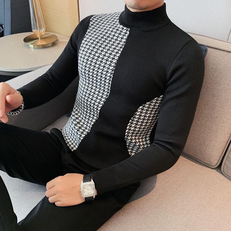 Men's Black Tight Long Sleeve Sweater - WOMONA.COM