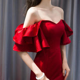 Off-shoulder Simple Graceful Waist Fishtail Gown - WOMONA.COM