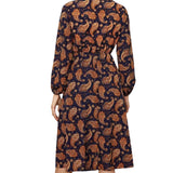 Women's Polyester Casual Long-sleeved Floral Shirt Dress - WOMONA.COM