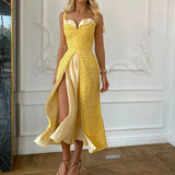 Ins Fake Two Pieces Style Dress Mid-length Elegant - WOMONA.COM