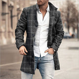 Fall Winter Men Woolen Stand Collar Mid-length Pocket Casual Coat