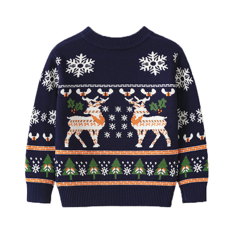 Pullover Knitwear Girls' Christmas Elk Sweater - WOMONA.COM