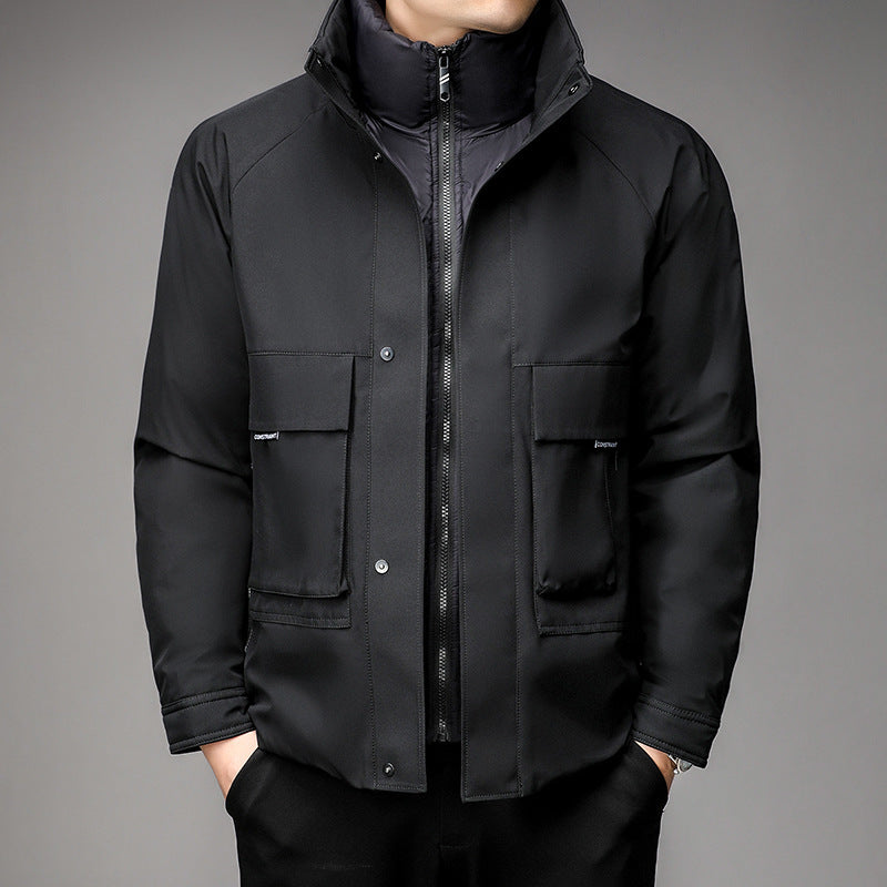 Men's Down Jacket Solid Color Stand Collar Coat