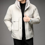 Men's Down Jacket Solid Color Stand Collar Coat - WOMONA.COM