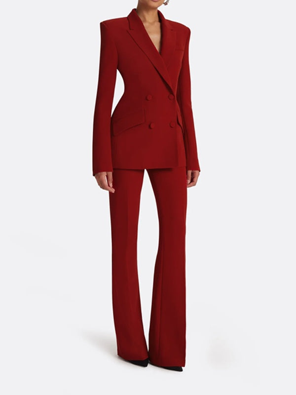 Red Double-Breasted Blazer & Trousers Set – product image 1