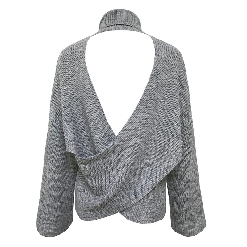 Pile up loose sweaters with crossed necks and halter backs - WOMONA.COM