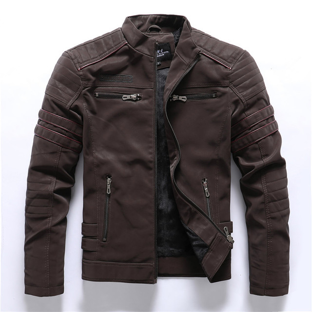 Men's black PU leather jacket