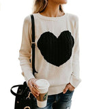 Autumn Winter Women Sweaters Heart Pattern - WOMONA.COM