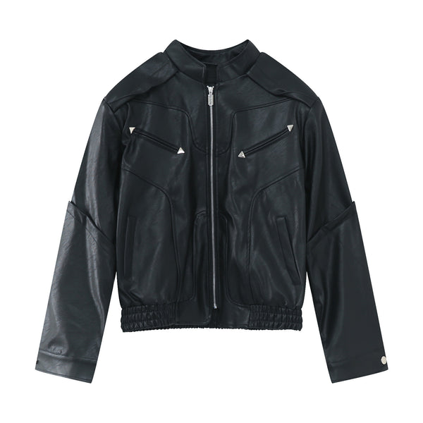 Men's High-grade Short Motorcycle Leather Coat - WOMONA.COM