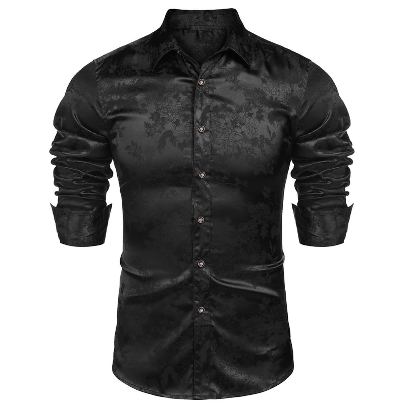 Men's Silk Satin Dress Shirt - WOMONA.COM