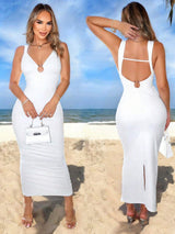 Vestido largo estilo vacaciones en la playa para mujer