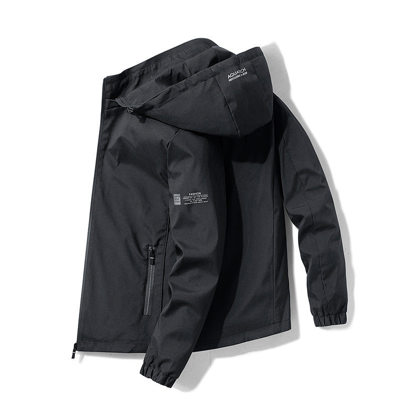 Men's slim fleece-lined thick winter jacket in light gray, black and dark blue – photo 3 of 8