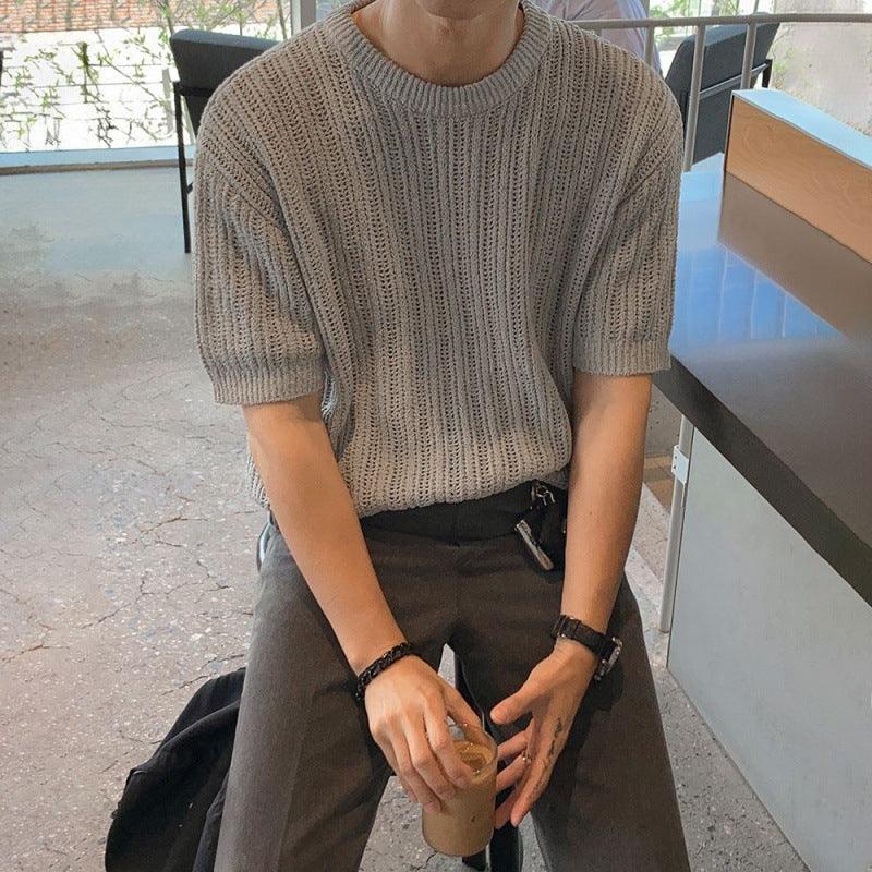 Fashion Personality Hollow Out Knitwear T-shirt Men - WOMONA.COM