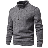 Men's Turtleneck Buttons Pullover Casual Loose - WOMONA.COM