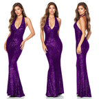 Skirt Summer Women's Deep V Halter Backless Dress - WOMONA.COM