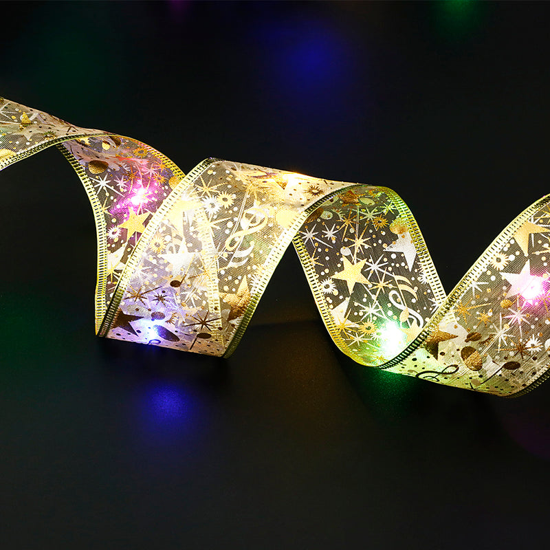 Fairy Lights String Christmas Ribbon Bow Tie - WOMONA.COM