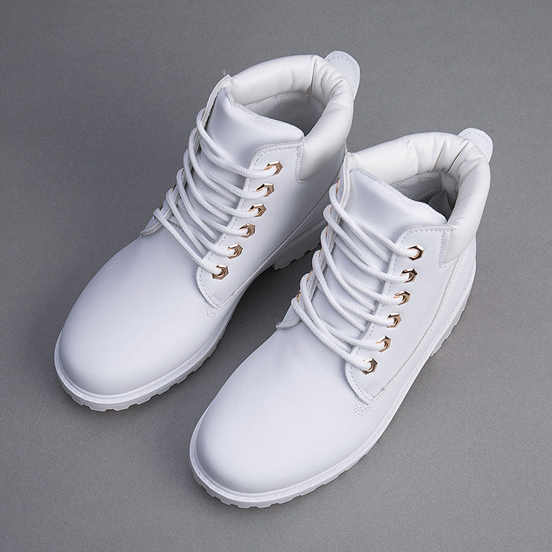 Short white Martin women tooling rhubarb boots - WOMONA.COM