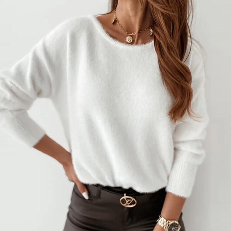 Women's lace knit sweater in white