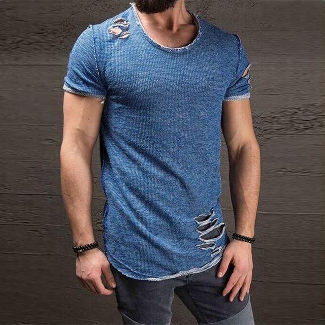 Ripped Short Sleeve T-Shirts - WOMONA.COM