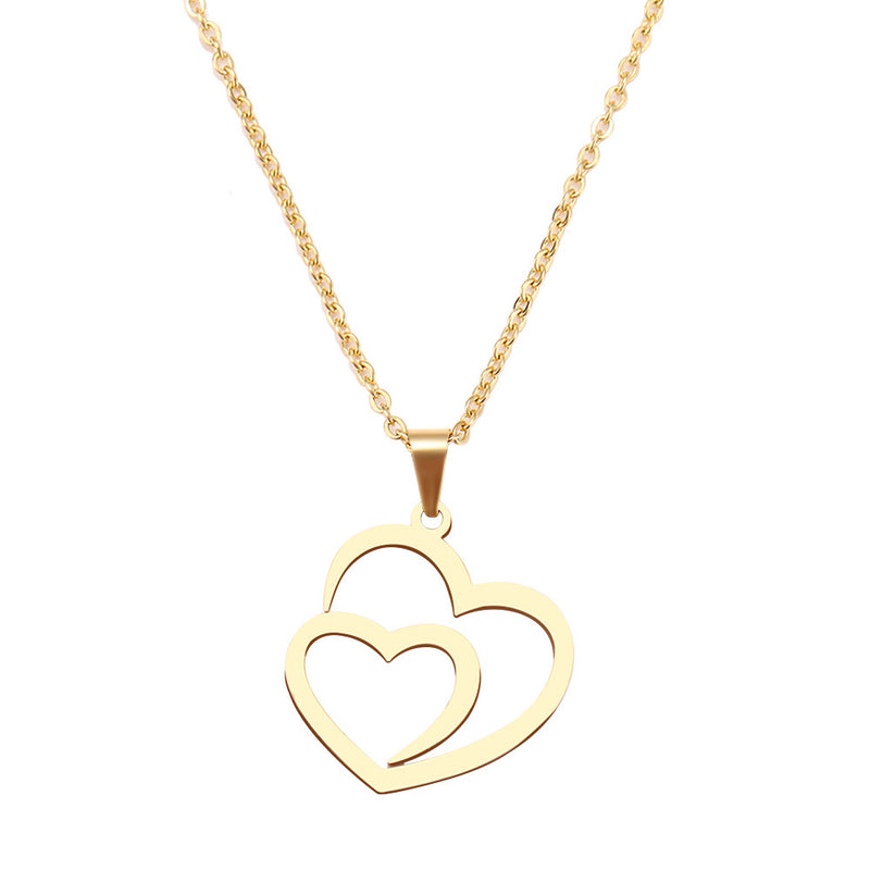 Double peach heart couple necklace - WOMONA.COM