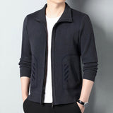 Solid Color Knitted Cardigan For Men - WOMONA.COM