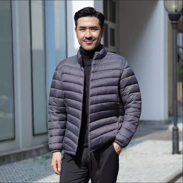 Large Men's Down Cotton Jacket Short Style - WOMONA.COM