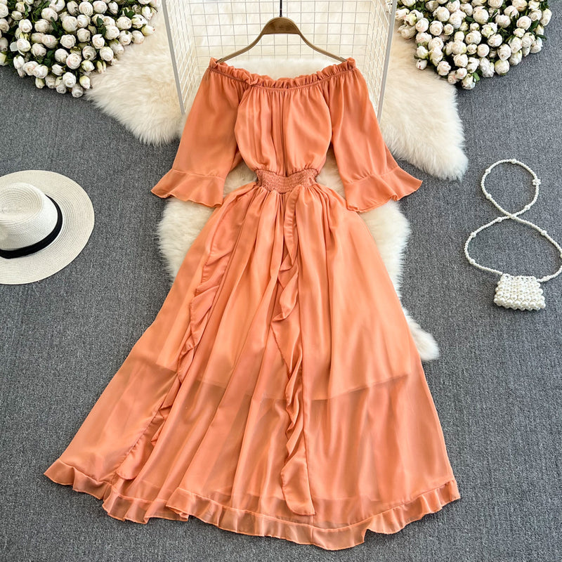 Women's Temperament Leisure Ruffled Chiffon Dress - WOMONA.COM