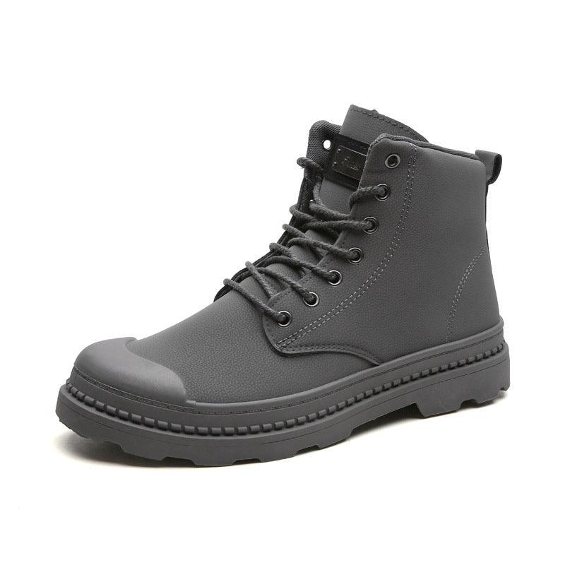 High-top short boots casual leather boots - WOMONA.COM