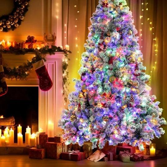 Multicolor LED Christmas tree with full branches and remote-controlled light strands