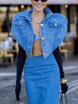 Blue Cropped Top & High-Waist Skirt Separates – product image 1