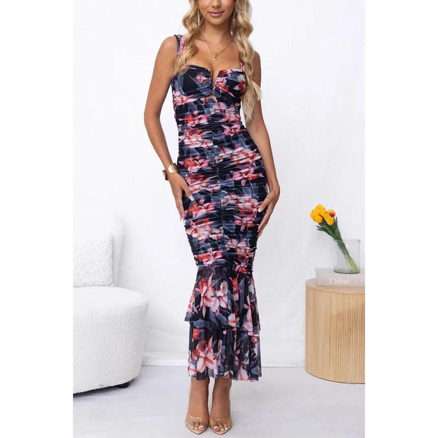 Women's Fashion Printed Casual Sling Dress - WOMONA.COM