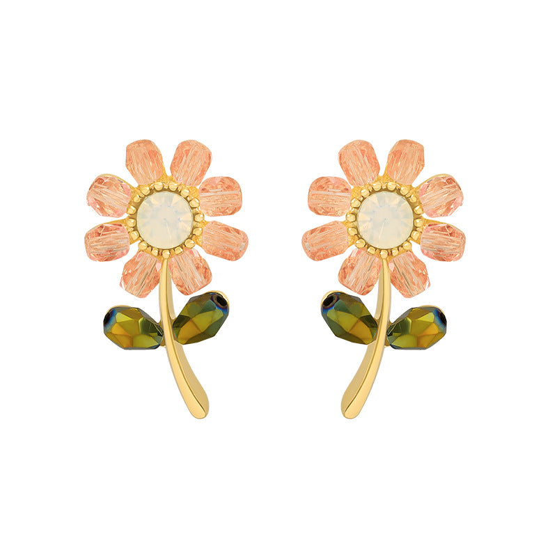 Flower925 silver earrings - WOMONA.COM