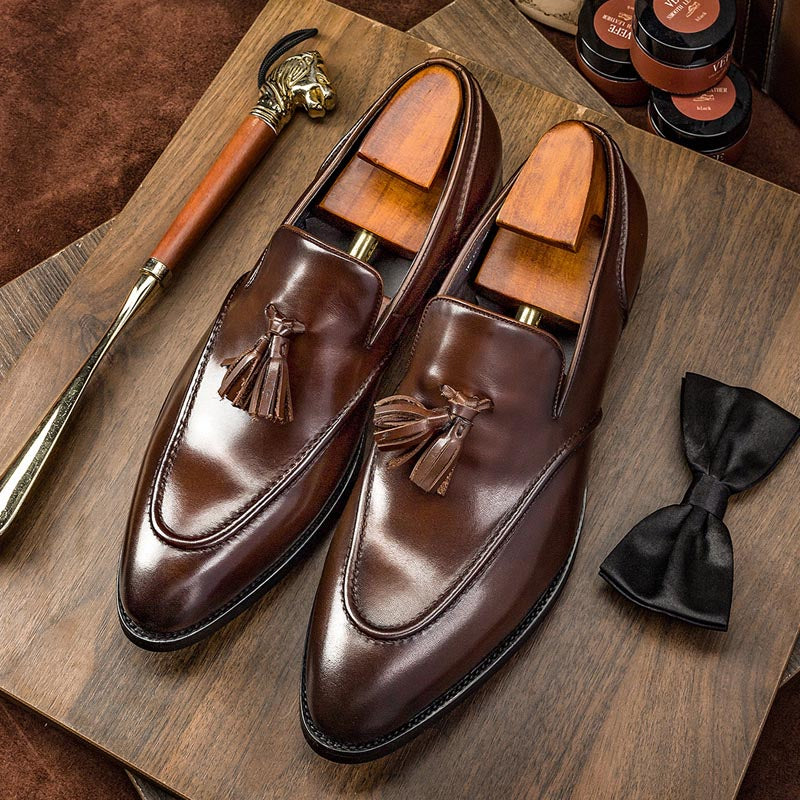 Business Casual Tassel Leather Shoes Men - WOMONA.COM