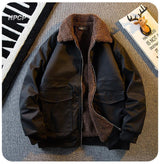 Fleece-lined Padded Lapel Jacket - WOMONA.COM