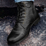 Men Cowboy Boots Retro Lace-up Martin Boot - WOMONA.COM