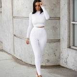 Slim Fitting Long Sleeved Sports Suit For Women - WOMONA.COM