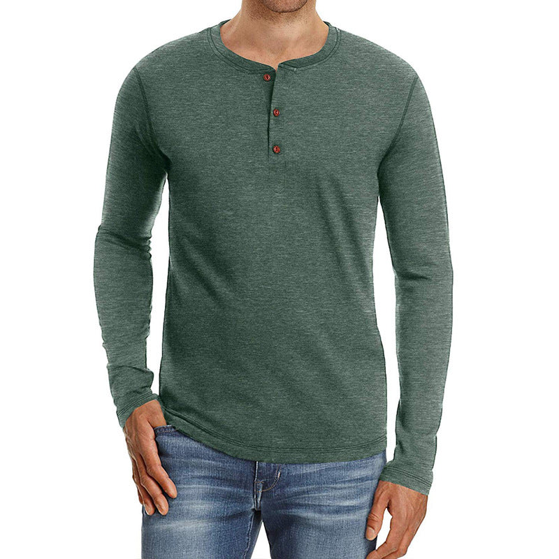 Men's Long-sleeved Round Neck T-shirts - WOMONA.COM