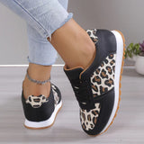 Zapatos deportivos con cordones y estampado de leopardo de moda para mujer