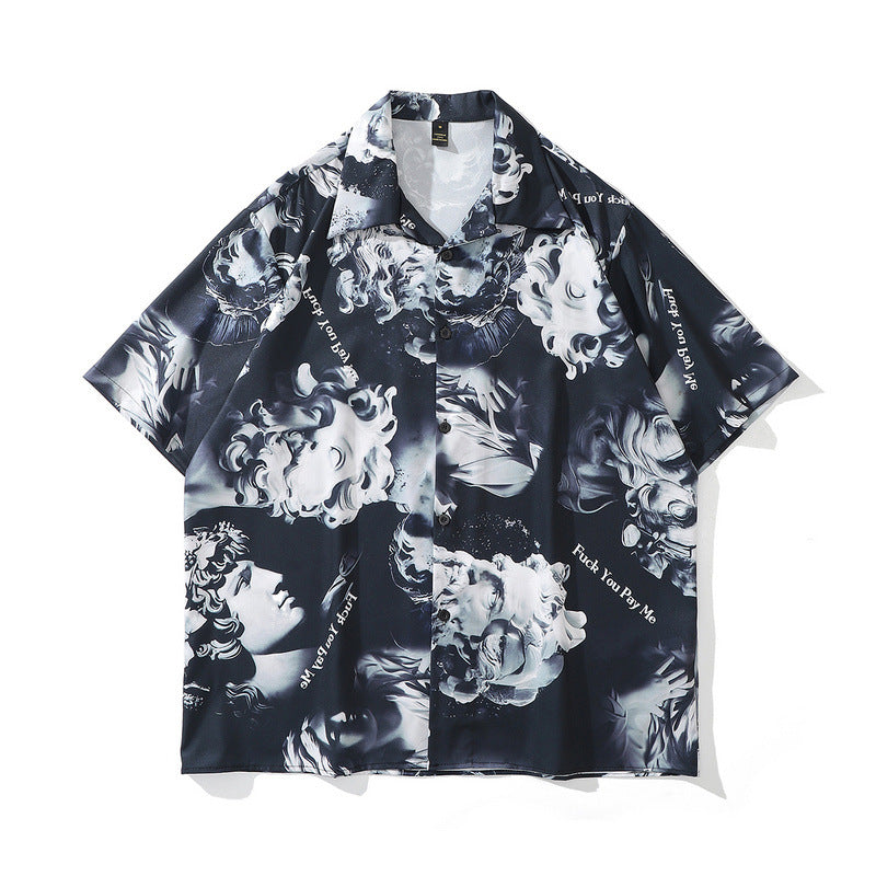 High Street Retro Full Print Short-sleeved Shirts For Men And Women - WOMONA.COM