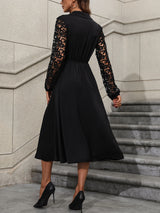 Lace High Waist Slimming Elegant Long Dress - WOMONA.COM