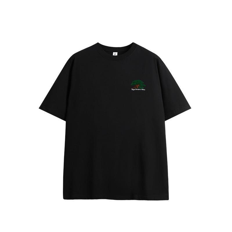 Towel Embroidery Pine Short-sleeved T-shirt - WOMONA.COM