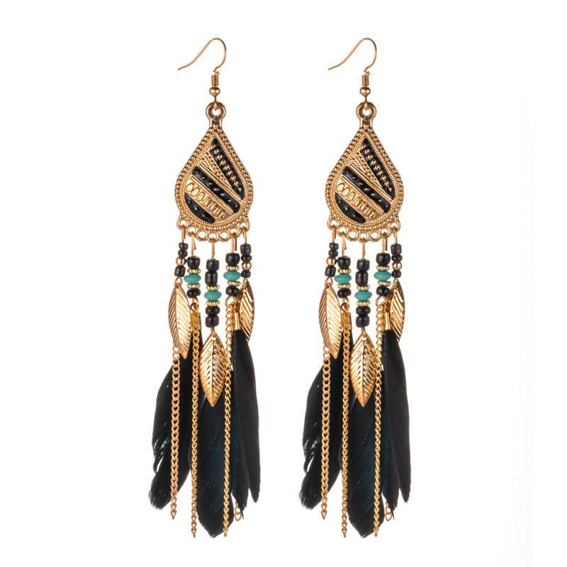 Feather and pearl earrings - WOMONA.COM