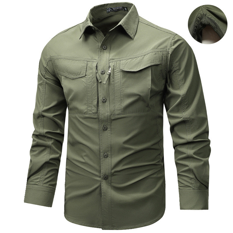 Men's Workwear Long Sleeve Shirt - WOMONA.COM