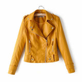 Short PU motorcycle leather jacket - WOMONA.COM