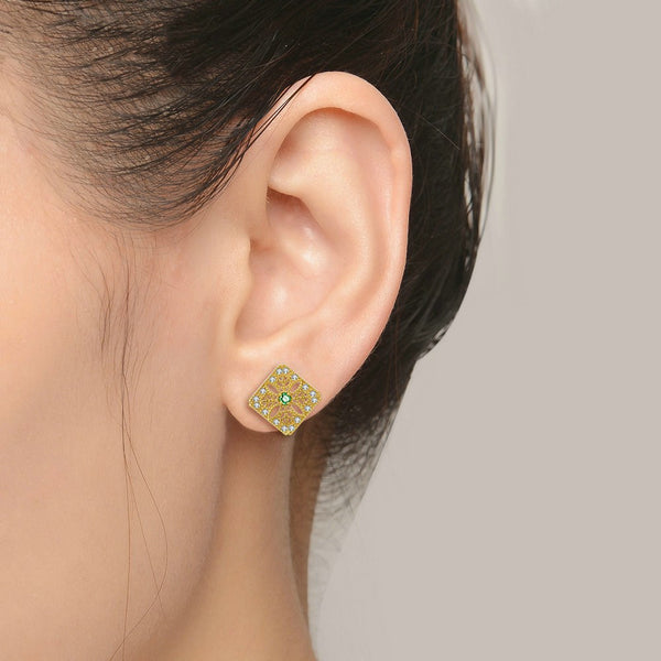 Natural emerald lace earrings - WOMONA.COM