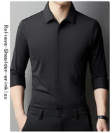 Men's Light Luxury High-end Hidden Hook Long-sleeved Shirt - WOMONA.COM