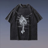 Bones Printed Loose T-shirt Men - WOMONA.COM