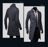 Men Long Trench Coat - WOMONA.COM